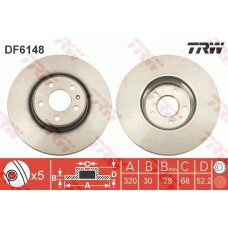 Δισκόπλακες AUDI A4 2008 - 2011 ( 8K ) TRW DF6148