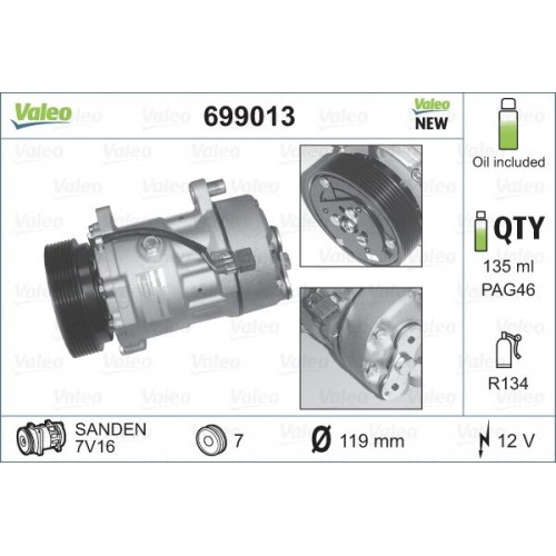Συμπιεστής A/C (Κομπρέσορας) VW GOLF 1992 - 1998 ( Mk3 ) VALEO 699013