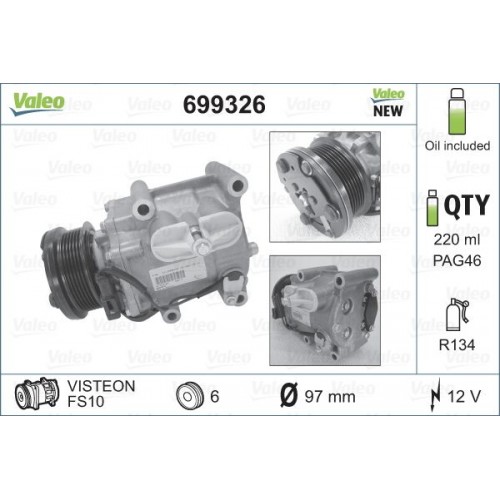 Συμπιεστής A/C (Κομπρέσορας) MAZDA 2 2003 - 2005 ( DY ) VALEO 699326 Συμπιεστής A/C (Κομπρέσορας) MAZDA 2 2003 - 2005 ( DY ) VALEO 699326