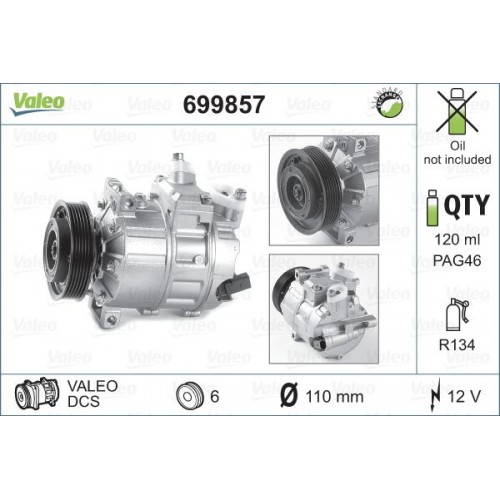 Συμπιεστής A/C (Κομπρέσορας) VW GOLF 2004 - 2008 ( Mk5 ) VALEO 699857 Συμπιεστής A/C (Κομπρέσορας) VW GOLF 2004 - 2008 ( Mk5 ) VALEO 699857
