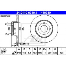 Δισκόπλακες NISSAN PRIMERA 1996 - 1999 ( P11 ) ATE 24.0110-0310.1