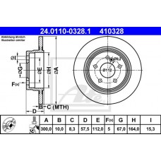 Δισκόπλακες MERCEDES C CLASS 2007 - 2011 ( W204 ) ATE 24.0110-0328.1