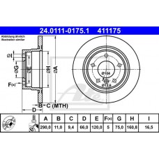 Δισκόπλακες BMW 1 Series 2012 - 2015 ATE 24.0111-0175.1