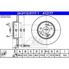 Δισκόπλακες MERCEDES E CLASS 1985 - 1993 ( W124 ) ATE 24.0112-0117.1