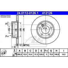 Δισκόπλακες BMW Z3 1996 - 2003 ( E36/8 ) ATE 24.0112-0126.1