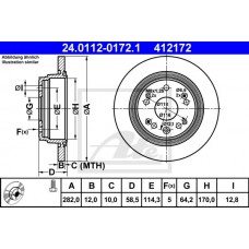 Δισκόπλακες HONDA FRV 2006 - 2009 ( BE ) ATE 24.0112-0172.1