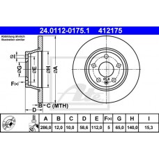 Δισκόπλακες AUDI TT 2006 - 2011 ( 8J ) ATE 24.0112-0175.1