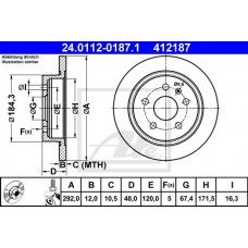 Δισκόπλακες OPEL INSIGNIA 2008 - 2013 ATE 24.0112-0187.1