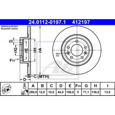 Δισκόπλακες PEUGEOT 508 2012 - 2014 ATE 24.0112-0197.1