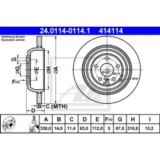 Δισκόπλακες MERCEDES M-CLASS 2005 - 2008 ( W164 ) ATE 24.0114-0114.1