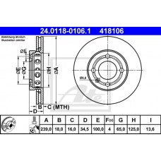 Δισκόπλακες VW LUPO 1998 - 2005 ( 6X1 - 6E1 ) ATE 24.0118-0106.1