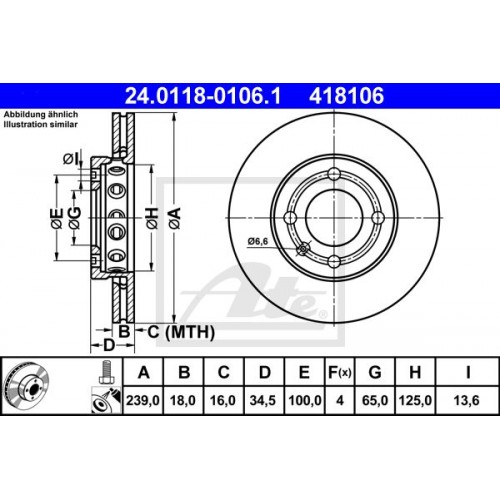 Δισκόπλακες VW LUPO 1998 - 2005 ( 6X1 - 6E1 ) ATE 24.0118-0106.1