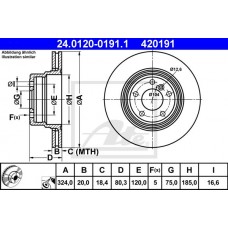 Δισκόπλακες BMW X5 2000 - 2004 ( Ε53 ) ATE 24.0120-0191.1