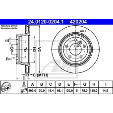 Δισκόπλακες BMW 3 Series 2005 - 2011 ( E90/1/2/3 ) ATE 24.0120-0204.1