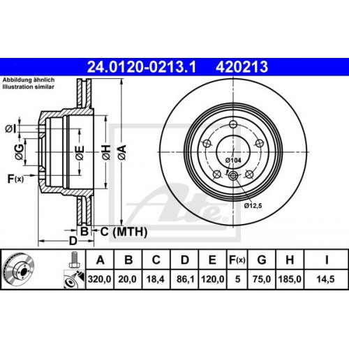 Δισκόπλακες BMW 5 Series 2003 - 2007 ( E60/1 ) ATE 24.0120-0213.1