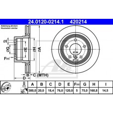 Δισκόπλακες BMW 1 Series 2007 - 2012 ATE 24.0120-0214.1