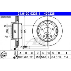 Δισκόπλακες BMW Z4 2009 - 2012 ( E89 ) ATE 24.0120-0226.1