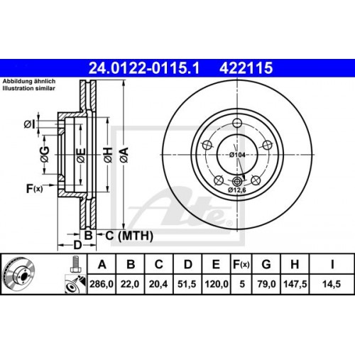 Δισκόπλακες BMW Z3 1996 - 2003 ( E36/8 ) ATE 24.0122-0115.1