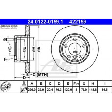 Δισκόπλακες BMW 5 Series 2000 - 2003 ( E39 F/L ) ATE 24.0122-0159.1