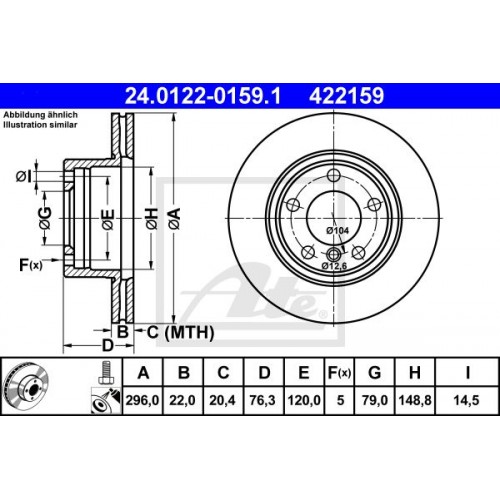 Δισκόπλακες BMW 5 Series 2000 - 2003 ( E39 F/L ) ATE 24.0122-0159.1