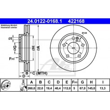 Δισκόπλακες MERCEDES A CLASS 2001 - 2004 ( W168 ) ATE 24.0122-0168.1