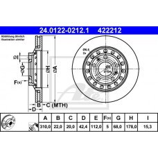 Δισκόπλακες VW PHAETON 2002 - 2010 ATE 24.0122-0212.1