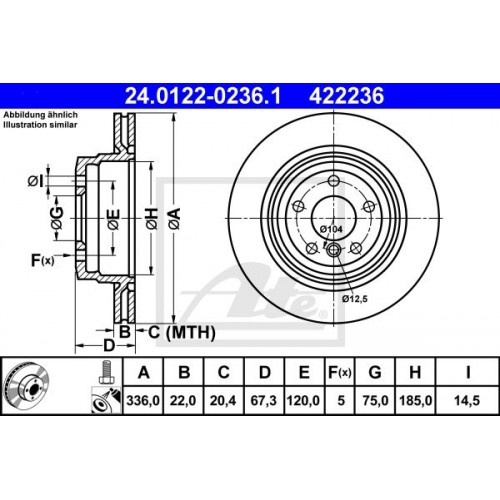 Δισκόπλακες BMW 3 Series 2005 - 2011 ( E90/1/2/3 ) ATE 24.0122-0236.1