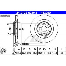 Δισκόπλακες AUDI A4 2008 - 2011 ( 8K ) ATE 24.0122-0250.1