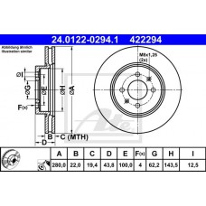 Δισκόπλακες KIA RIO 2011 - 2014 ATE 24.0122-0294.1