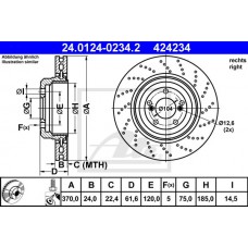 Δισκόπλακες BMW 5 Series 2003 - 2007 ( E60/1 ) ATE 24.0124-0234.2