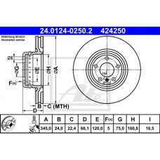 Δισκόπλακες BMW 3 Series 2012 - 2014 ( F30/31/34 ) ATE 24.0124-0250.2
