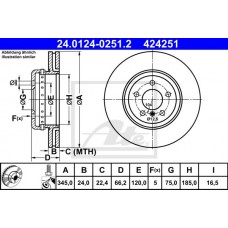 Δισκόπλακες BMW 3 Series 2012 - 2014 ( F30/31/34 ) ATE 24.0124-0251.2