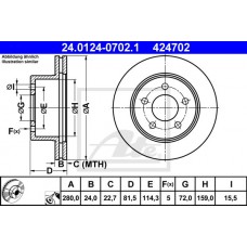 Δισκόπλακες JEEP CHEROKEE 1984 - 1992 ( XJ ) ATE 24.0124-0702.1