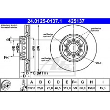 Δισκόπλακες AUDI A4 2005 - 2008 ( 8E )( 8H ) ATE 24.0125-0137.1