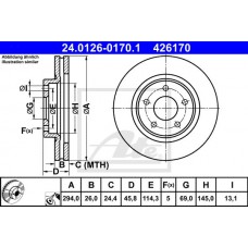 Δισκόπλακες MITSUBISHI ASX 2010 - 2014 ATE 24.0126-0170.1