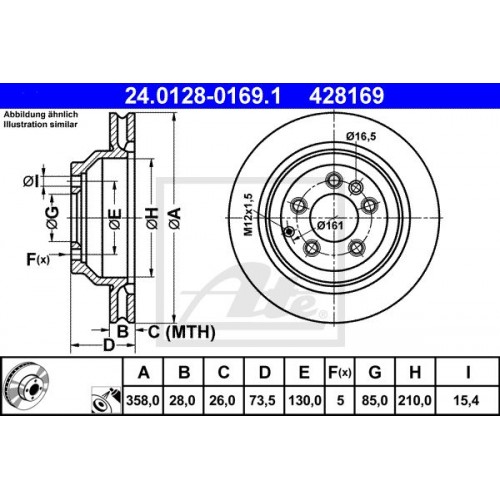 Δισκόπλακες VW TOUAREG 2003 - 2007 ( 7L ) ATE 24.0128-0169.1