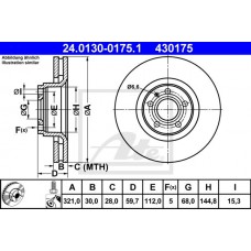 Δισκόπλακες AUDI A6 2004 - 2008 ( 4F ) ATE 24.0130-0175.1