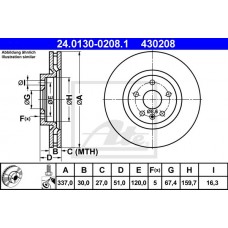 Δισκόπλακες OPEL INSIGNIA 2008 - 2013 ATE 24.0130-0208.1