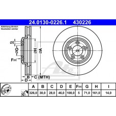 Δισκόπλακες JAGUAR XF 2008 - 2012 ( X250 ) ATE 24.0130-0226.1