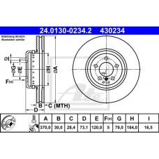 Δισκόπλακες BMW 3 Series 2012 - 2014 ( F30/31/34 ) ATE 24.0130-0234.2
