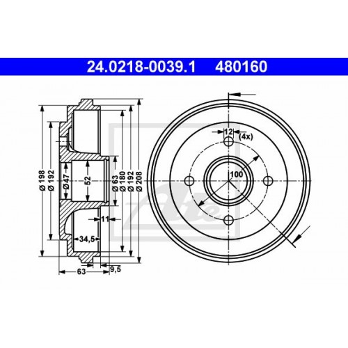 Ταμπούρο OPEL AGILA 2003 - 2007 ATE 24.0218-0039.1