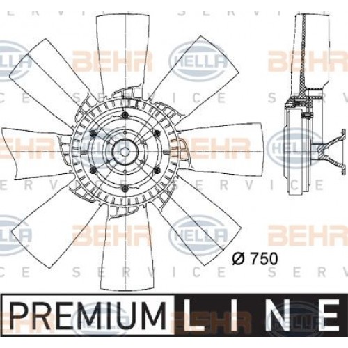 Βεντιλατέρ A/C VW JETTA 1984 - 1991 ( 19E - 1G2 ) HELLA 8