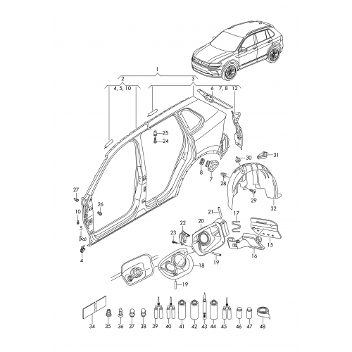 Πλαινό (Πλευρά) VW TIGUAN 2016 - VOLKSWAGEN Αριστερά 5NA809835