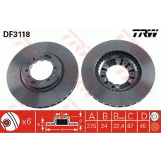 Δισκόπλακες MITSUBISHI PAJERO 2000 - 2002 TRW DF3118