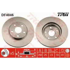 Δισκόπλακες TOYOTA AVENSIS 2000 - 2003 ( T220 ) TRW DF4046