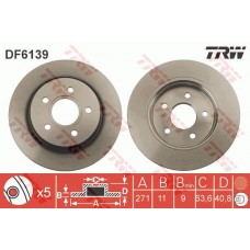 Δισκόπλακες FORD FOCUS 2011 - 2014 TRW DF6139