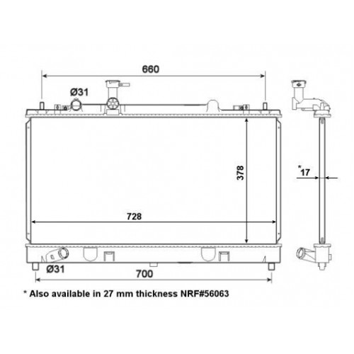 ΨΥΓΕΙΟ ΝΕΡΟΥ 1.8-2.0-2.3 ΒΕΝΖΙΝΗ ΜΗΧΑΝΙΚΟ (375x730x16) -05 MAZDA 6 2002 - 2006 ( GG )( GY ) 025006350