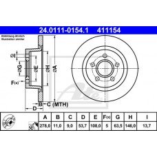 Δισκόπλακες FORD TRANSIT CONNECT TOURNEO 2002 - 2006 ATE 24.0111-0154.1