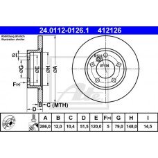Δισκόπλακες BMW Z3 1996 - 2003 ( E36/8 ) ATE 24.0112-0126.1