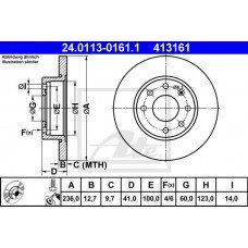 Δισκόπλακες OPEL KADETT 1984 - 1994 ( E ) ATE 24.0113-0161.1